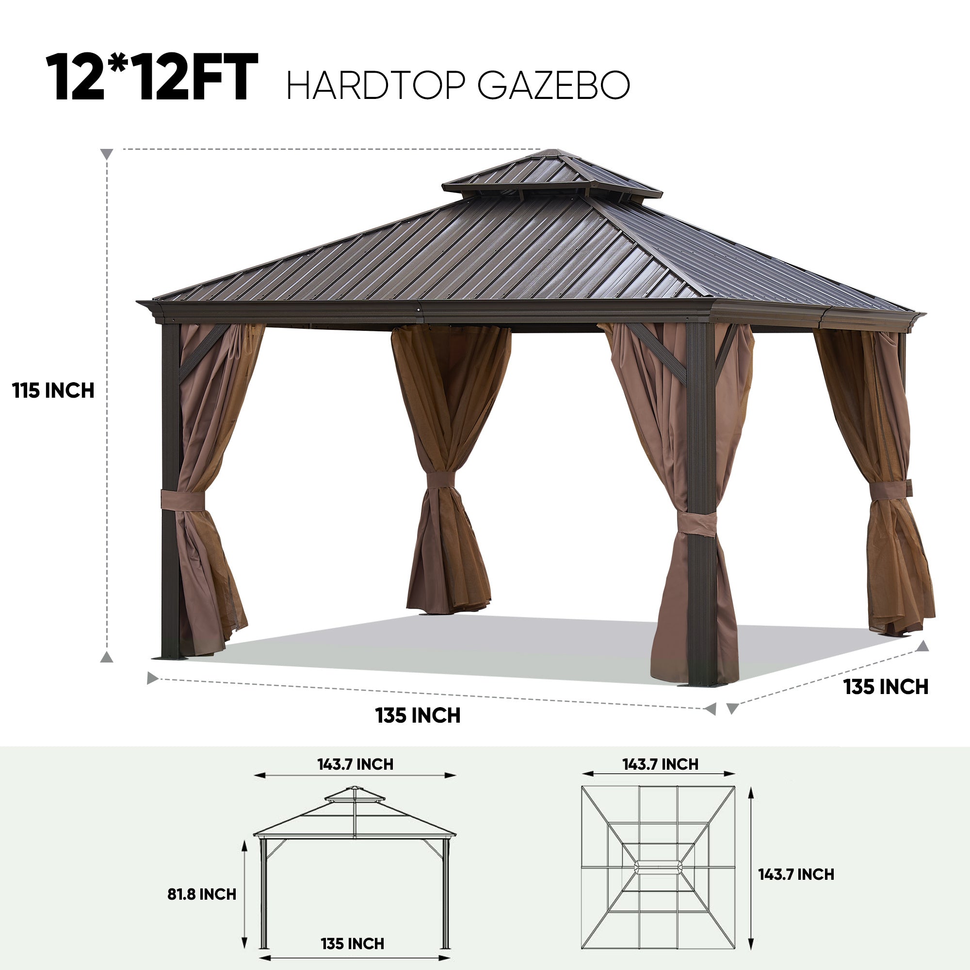 Brown Gazebo (Powder Coated) Doba